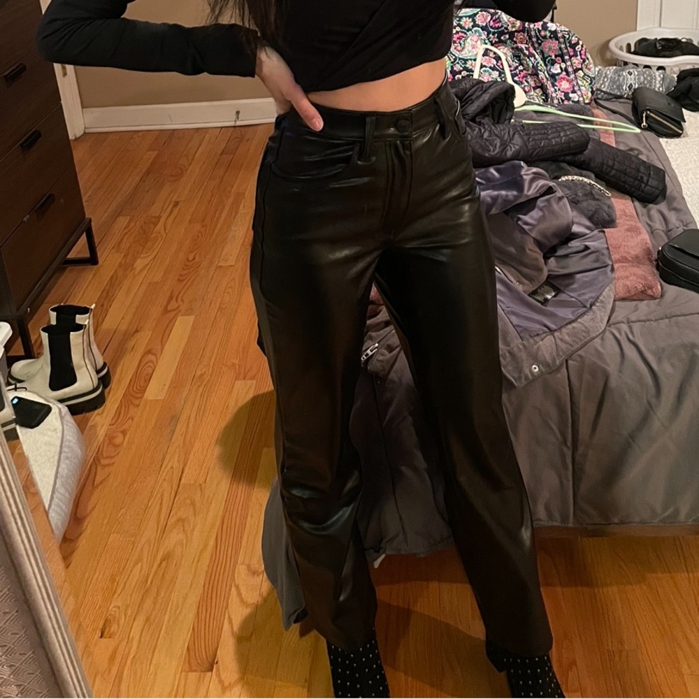 Abercrombie Vegan Leather Straight Leg Pant - Curve Love